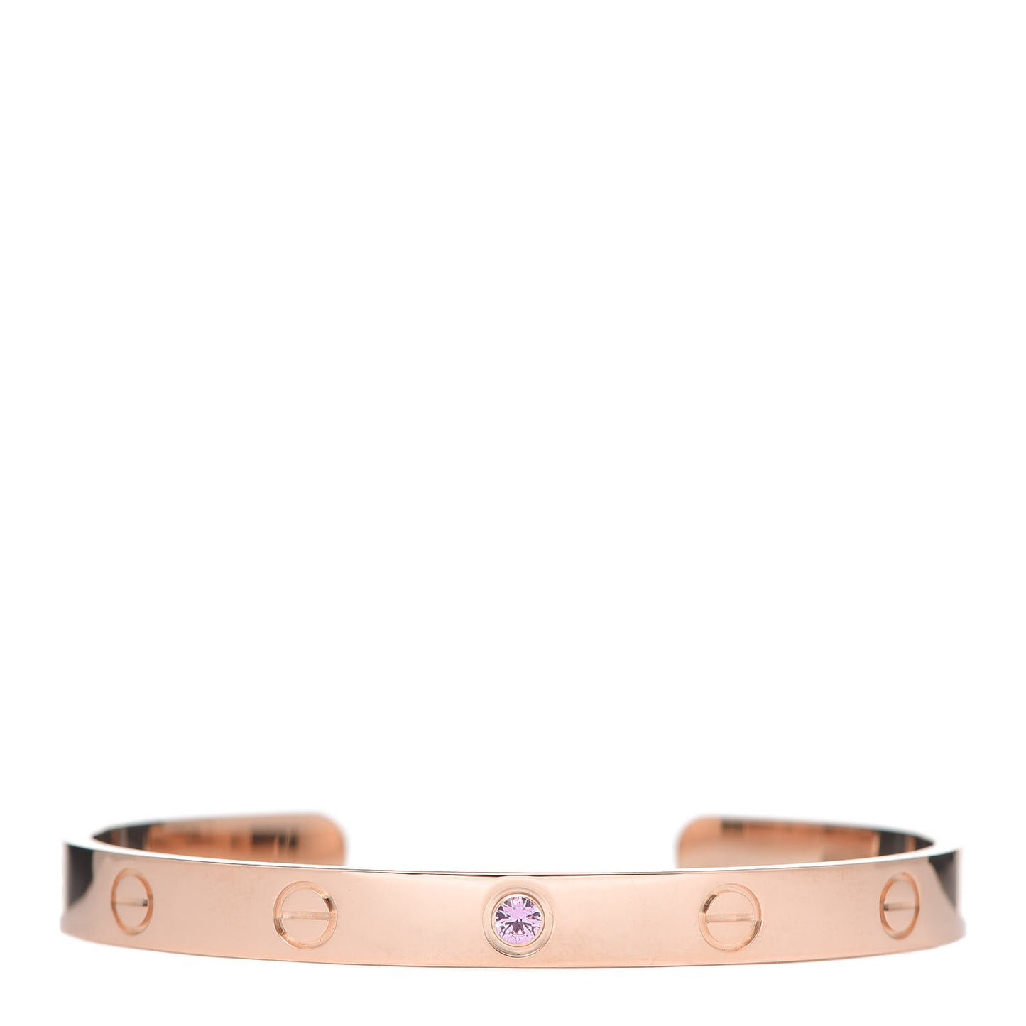 18K Pink Gold Pink Sapphire LOVE Cuff Bracelet 17