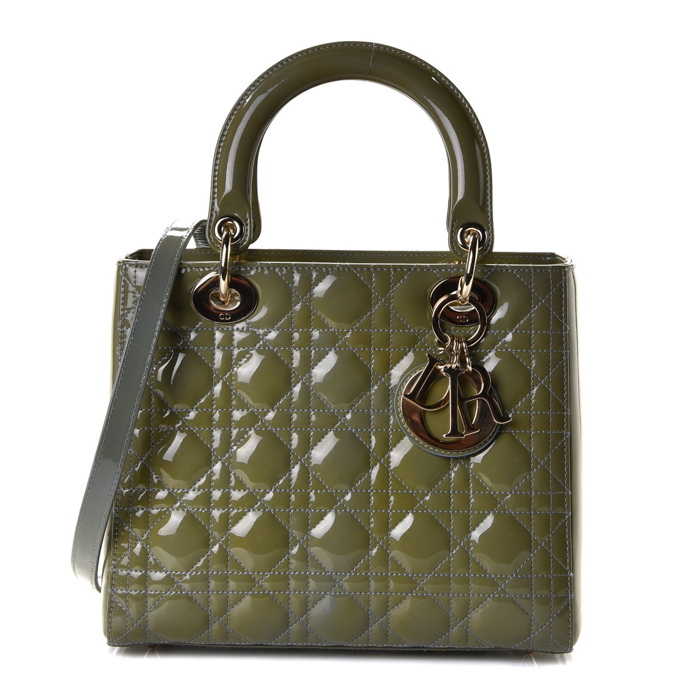 Patent Cannage Medium Lady Dior Light Blue