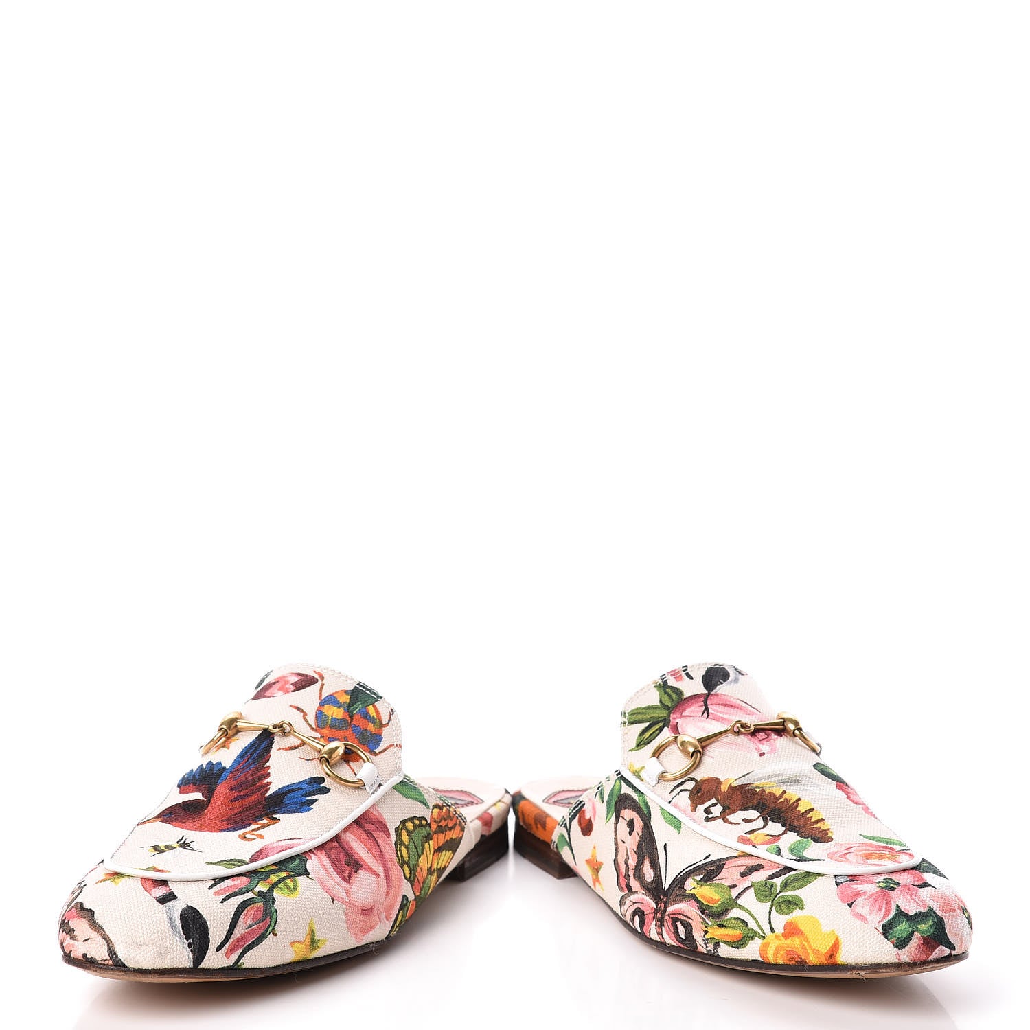 Gucci Canvas Garden Print Princetown Slippers 38 Ivory Multicolor 6 of 14