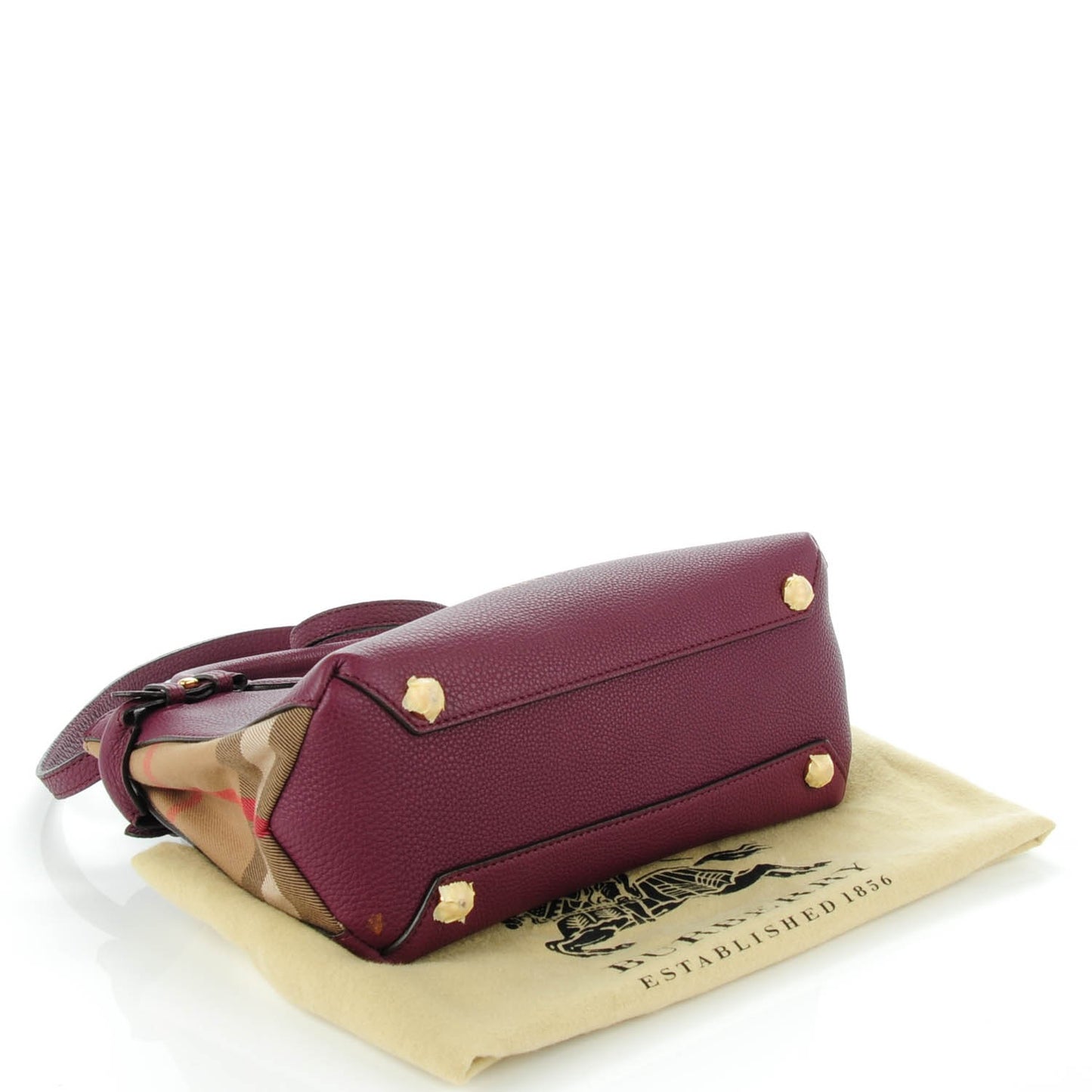 Grainy Calfskin House Check Small Banner Tote Elderberry