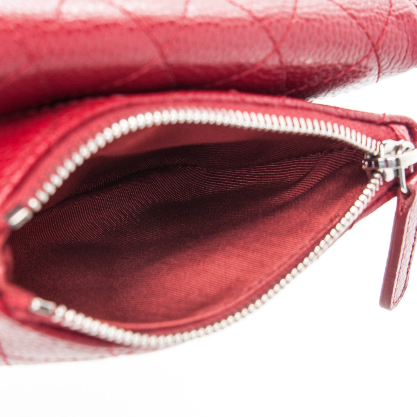 Caviar Quilted Coin Purse Red