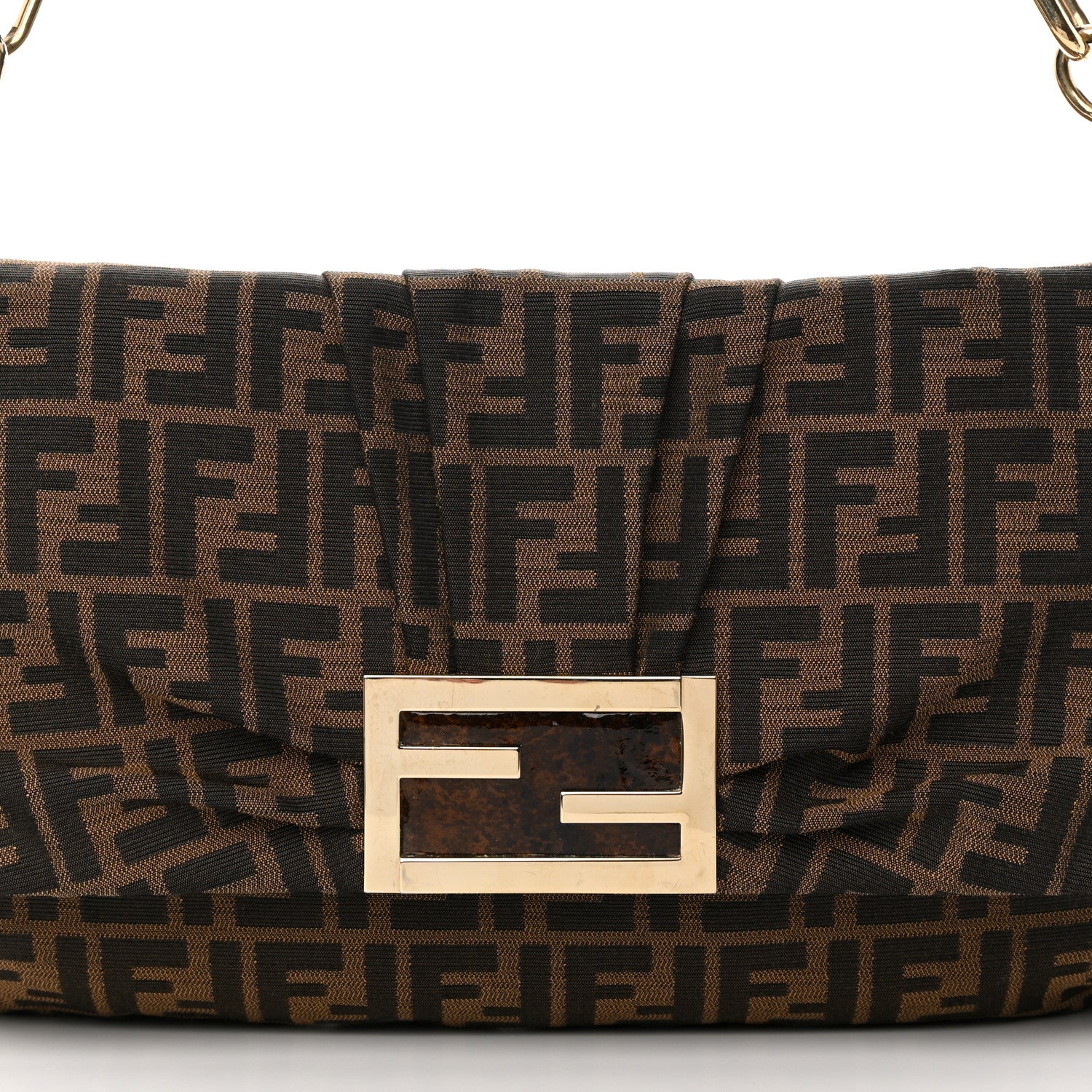 Fendi Zucca Patent Large Mia Shoulder Flap Tobacco 8 of 12
