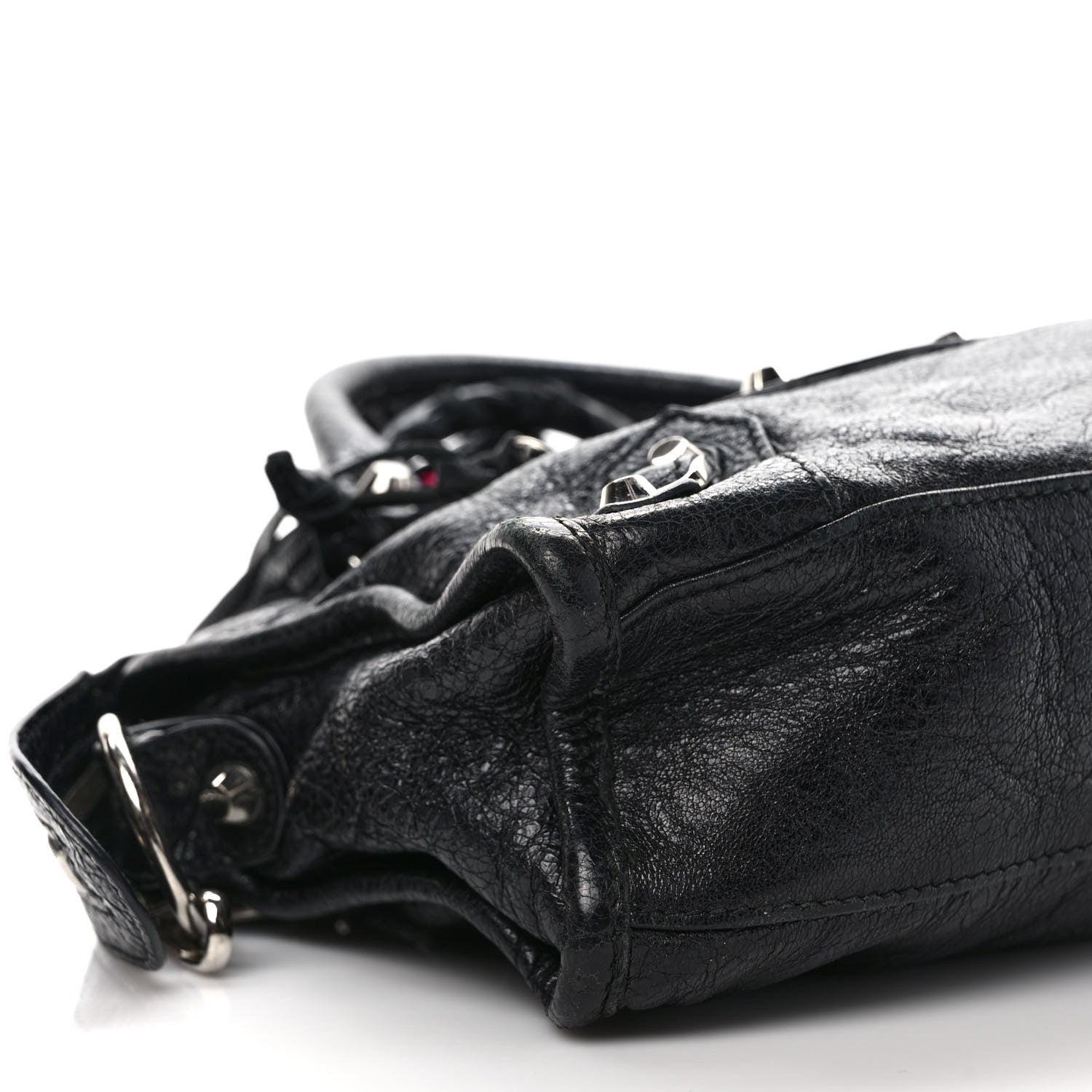 Balenciaga Agneau Classic Silver Hardware Mini City Logo Strap Black Pink 7 of 13