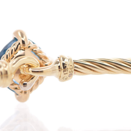 David Yurman 18K Yellow Gold Hampton Blue Topaz Diamond 8mm Chatelaine Bracelet 4 of 5