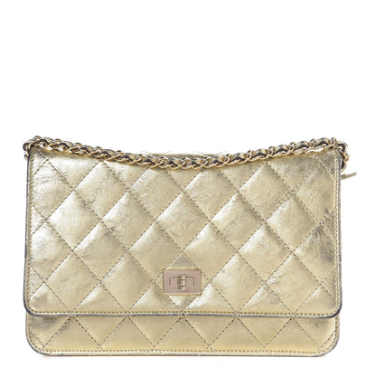 Chanel Metallic Aged Calfskin Reissue Wallet On Chain WOC Gold 1 of 18
