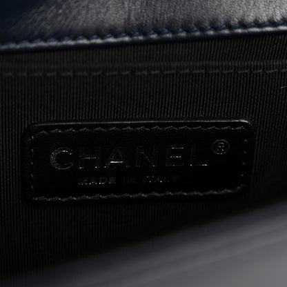 Chanel Faded Calfskin Quilted Small Studded Boy Flap Navy 6 of 13