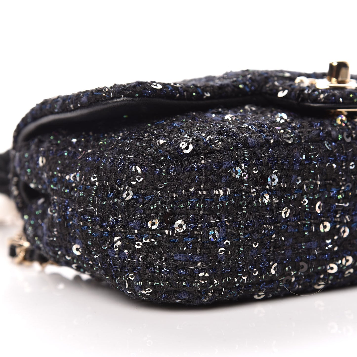 Tweed Mini Pearl Handle Flap Black Ecru