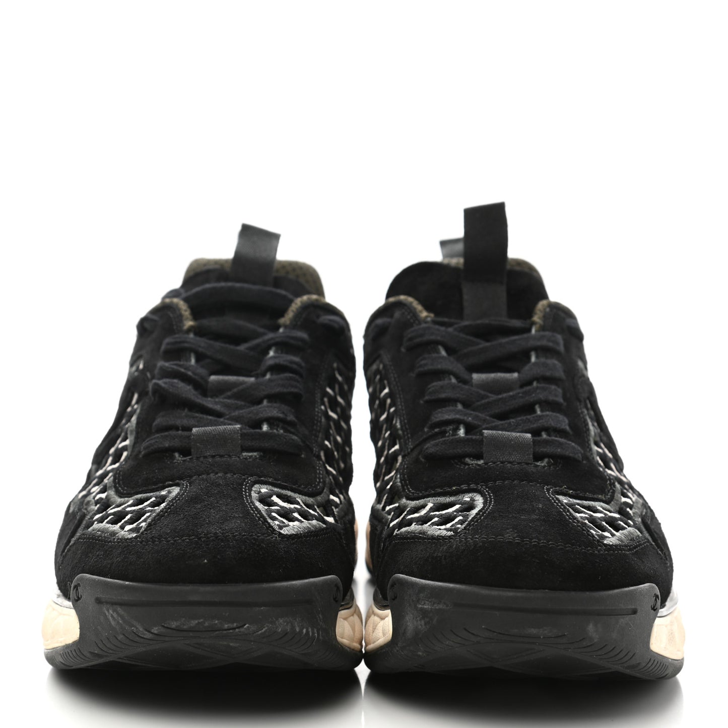 Suede Calfskin Embroidered CC Sneakers 40 Black
