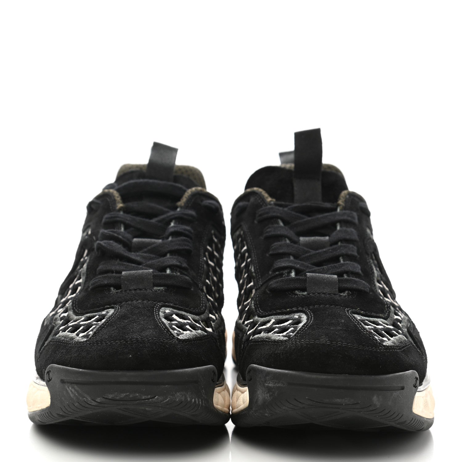 Chanel Suede Calfskin Embroidered CC Sneakers 40 Black 2 of 11