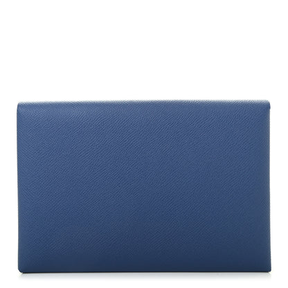 Hermes Epsom Calvi Pouch Bleu Agate Capucine 3 of 10