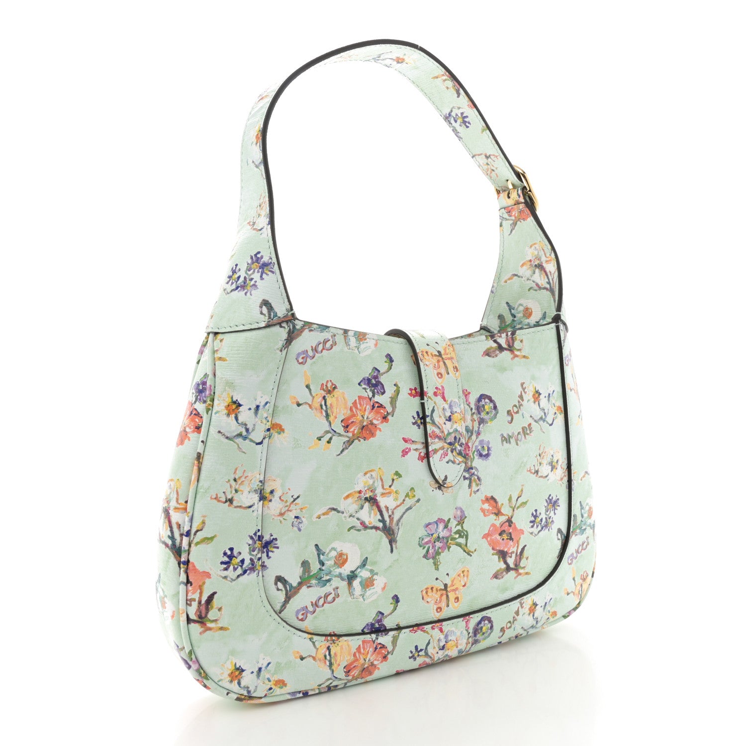 Gucci Soave Amore Calfskin Floral Small Jackie 1961 Hobo Mint Multicolor 3 of 12