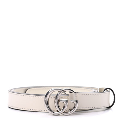 Gucci Plutone Calfskin Palladium Double G 20mm Belt 80 32 Mystic White 1 of 5