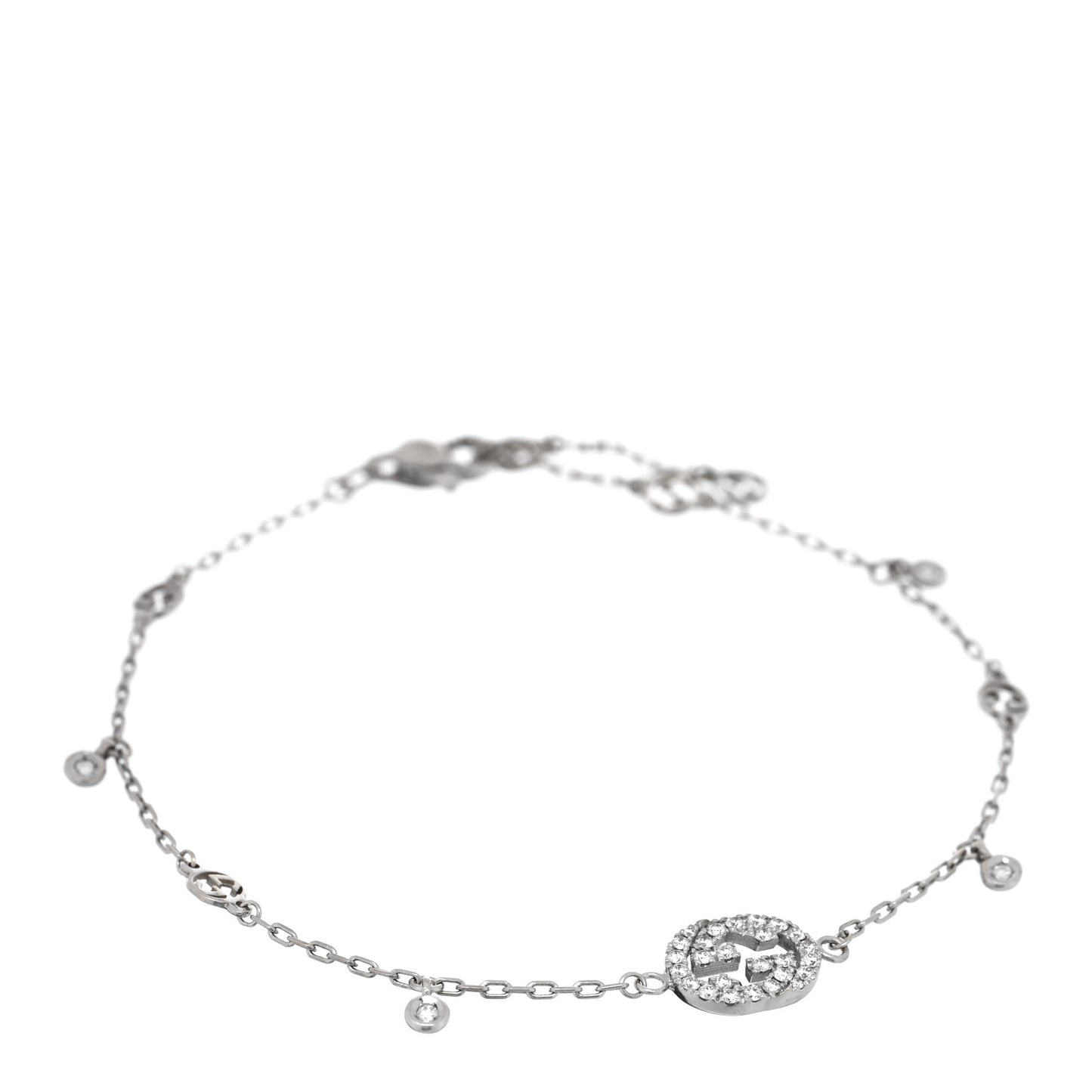 18K White Gold Diamond GG Running Bracelet