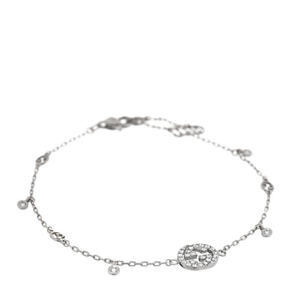 Gucci 18K White Gold Diamond GG Running Bracelet 2 of 8