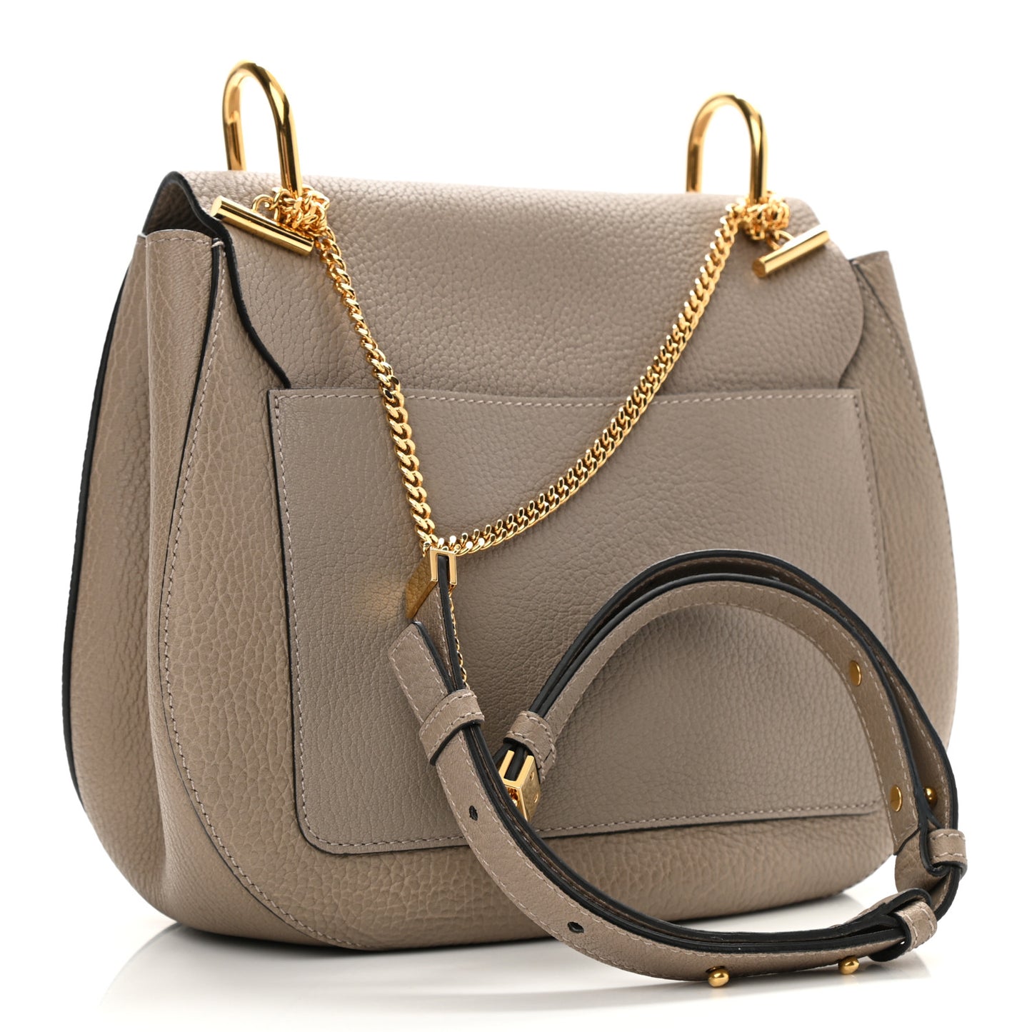 Grained Lambskin Large Drew Shoulder Bag Motty Grey