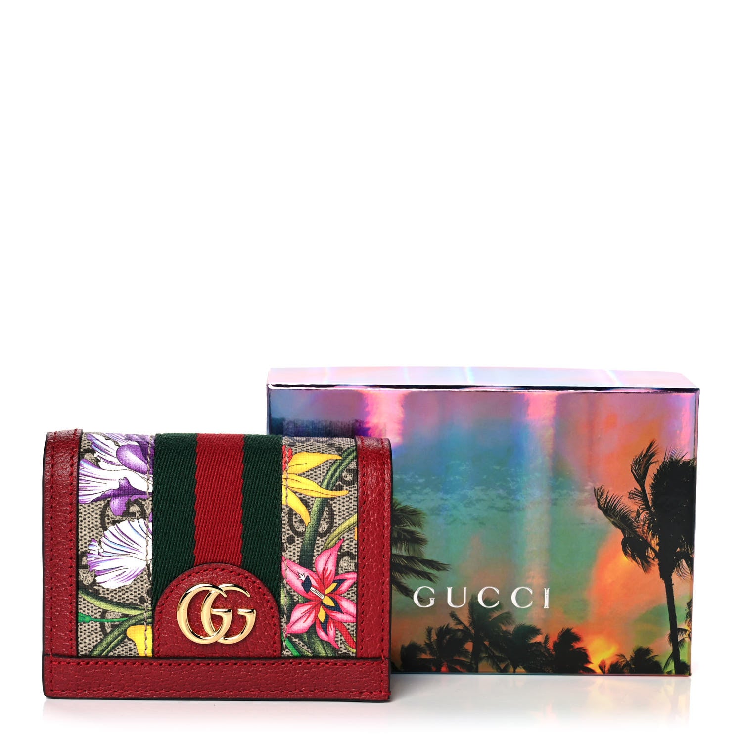 Gucci GG Supreme Monogram Flora Web Ophidia Card Case Red 12 of 12