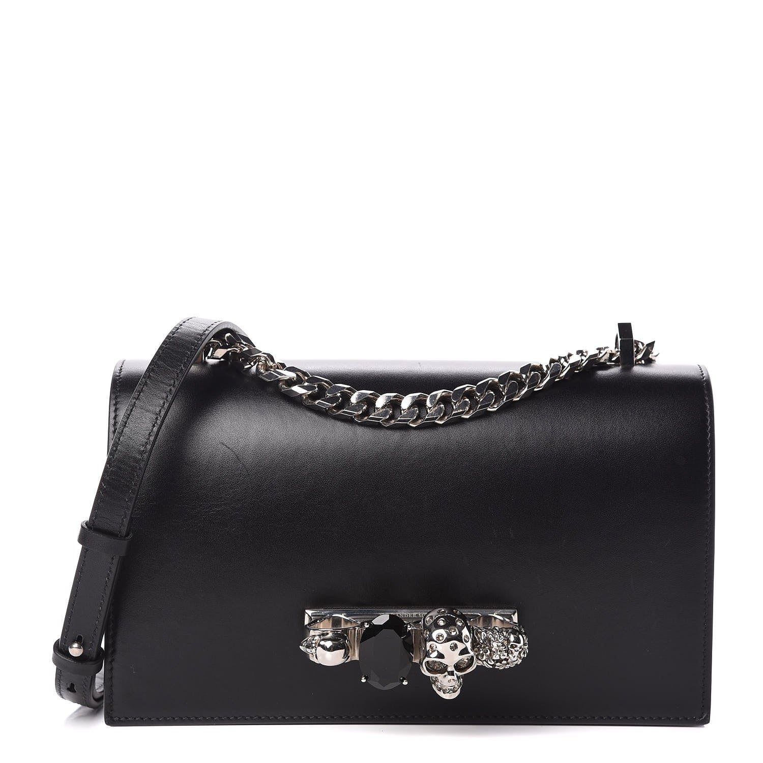 Alexander McQueen Calfskin Knuckle Shoulder Bag Black 1 of 15