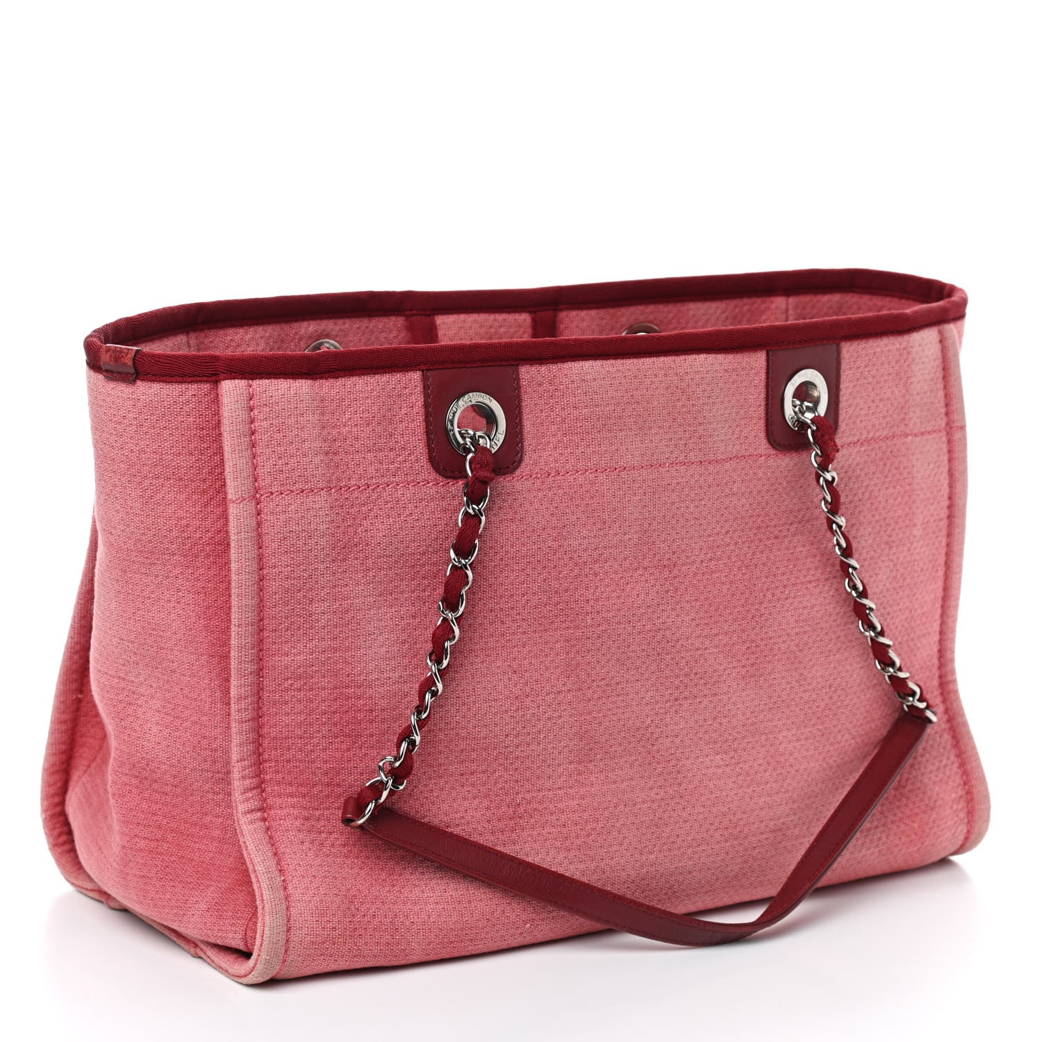 Chanel Canvas Small Deauville Tote Red 3 of 10
