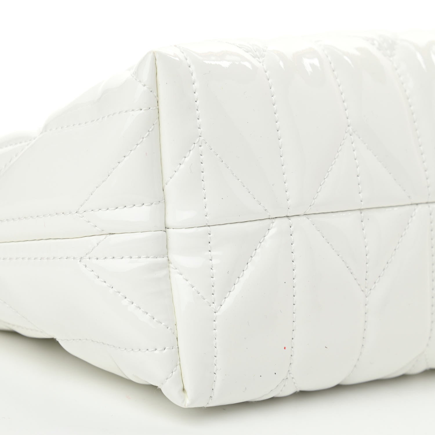 Miu Miu Iridescent Fabric Quilted Mini Spirit Ciré Bag White 9 of 10