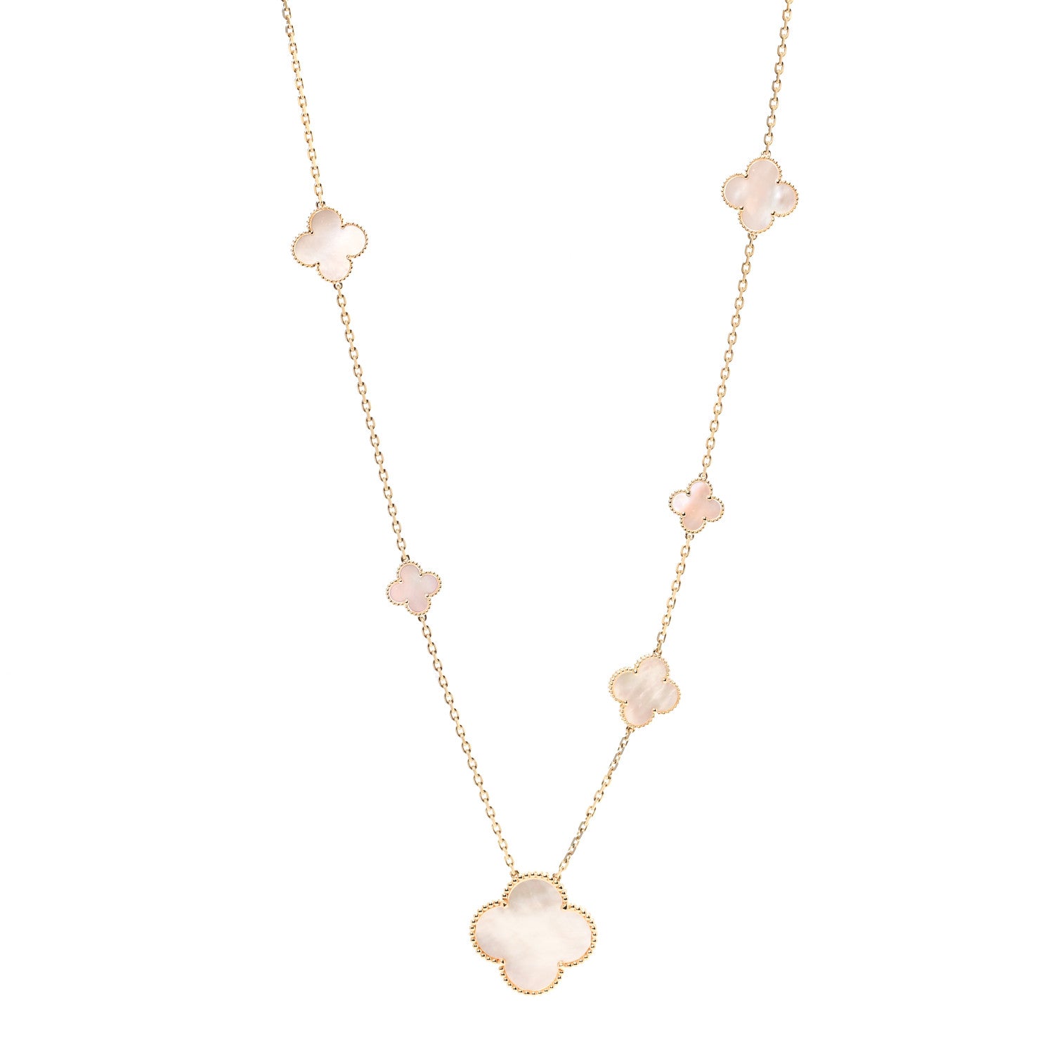 Van Cleef & Arpels 18K Yellow Gold Mother of Pearl 11 Motifs Magic Alhambra Necklace 1 of 5