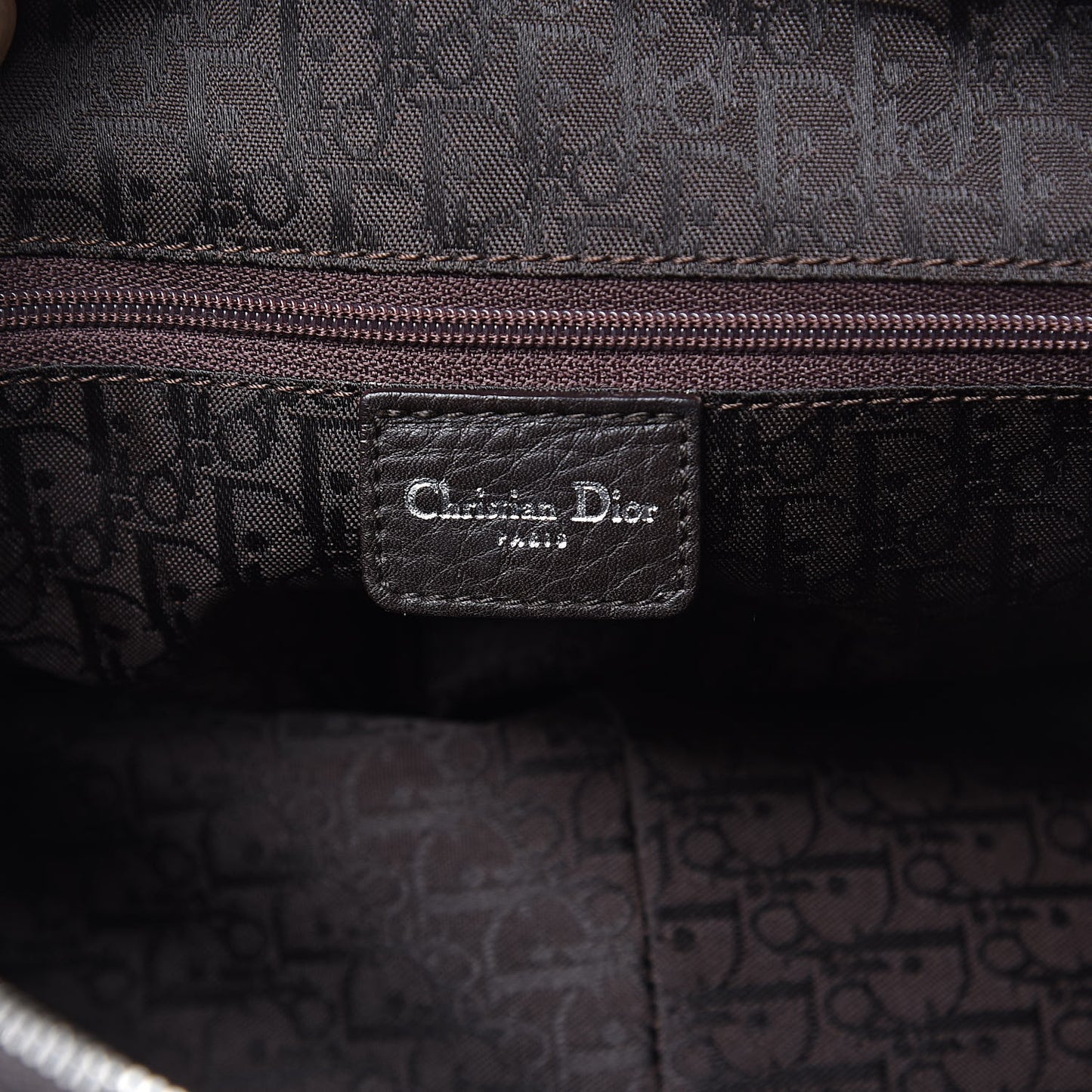 Calfskin Cannage Handbag Dark Brown