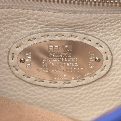 Fendi Cuoio Romano Selleria Bi-Color Medium Peekaboo Iconic Satchel Blue Neon Latte 7 of 11