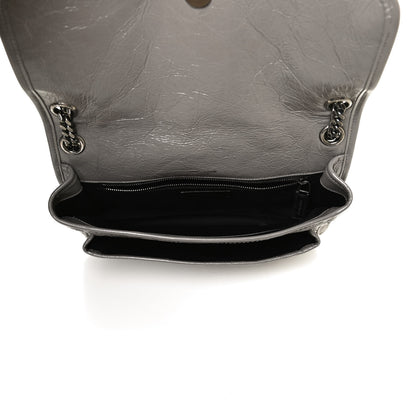 Saint Laurent Crinkled Calfskin Matelasse Monogram Medium Niki Chain Satchel Fog 6 of 14