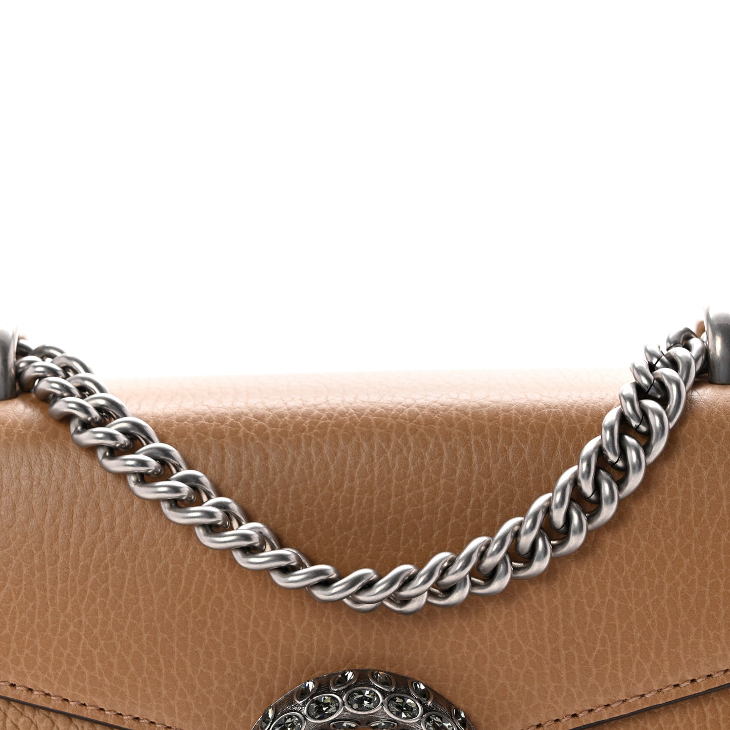 Dollar Calfskin Crystal Mini Dionysus Shoulder Bag Natural Tan Black Diamond