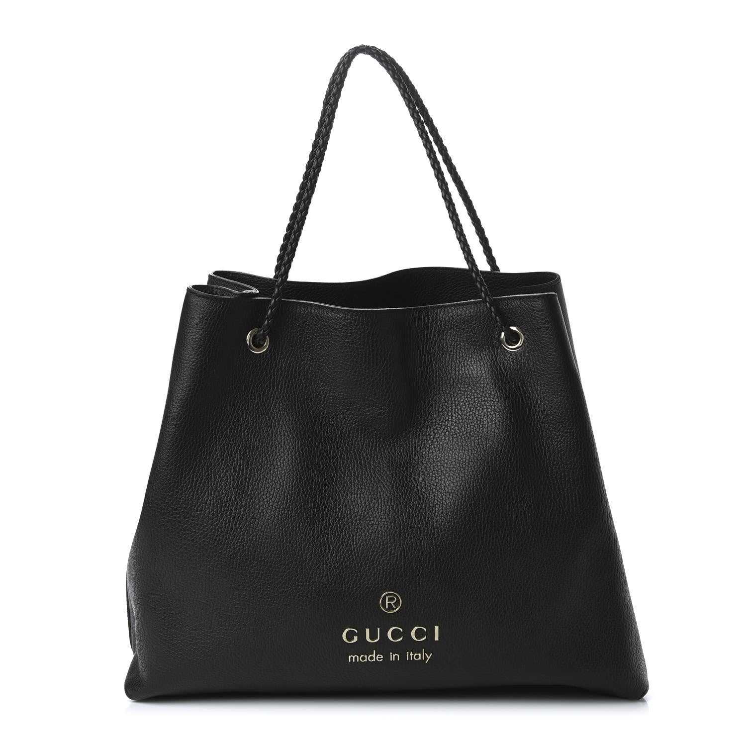 Gucci Calfskin Large Gifford Braided Handle Tote Black 1 of 10