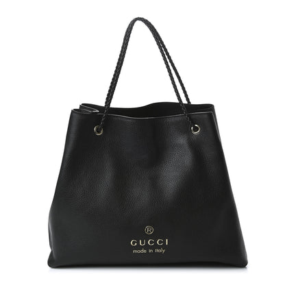 Gucci Calfskin Large Gifford Braided Handle Tote Black 1 of 10