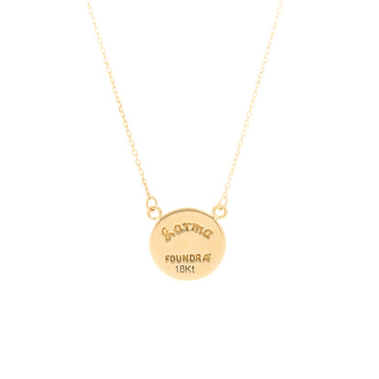 Foundrae 18K Yellow Gold Diamond Enamel Petite Champleve Karma Stationary Necklace Blue 3 of 4