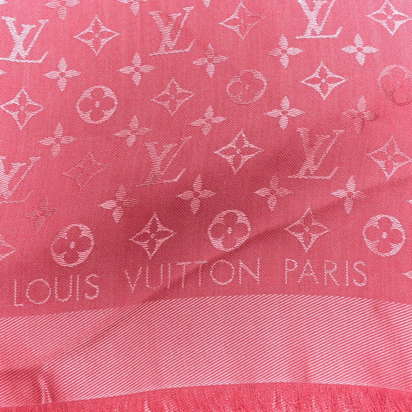 Silk Wool Monogram Shawl Fuschia