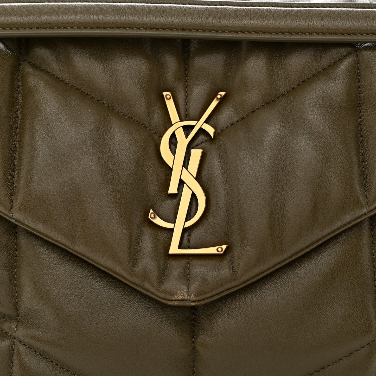 Lambskin Quilted Medium Loulou Puffer Monogram Chain Satchel Seaweed