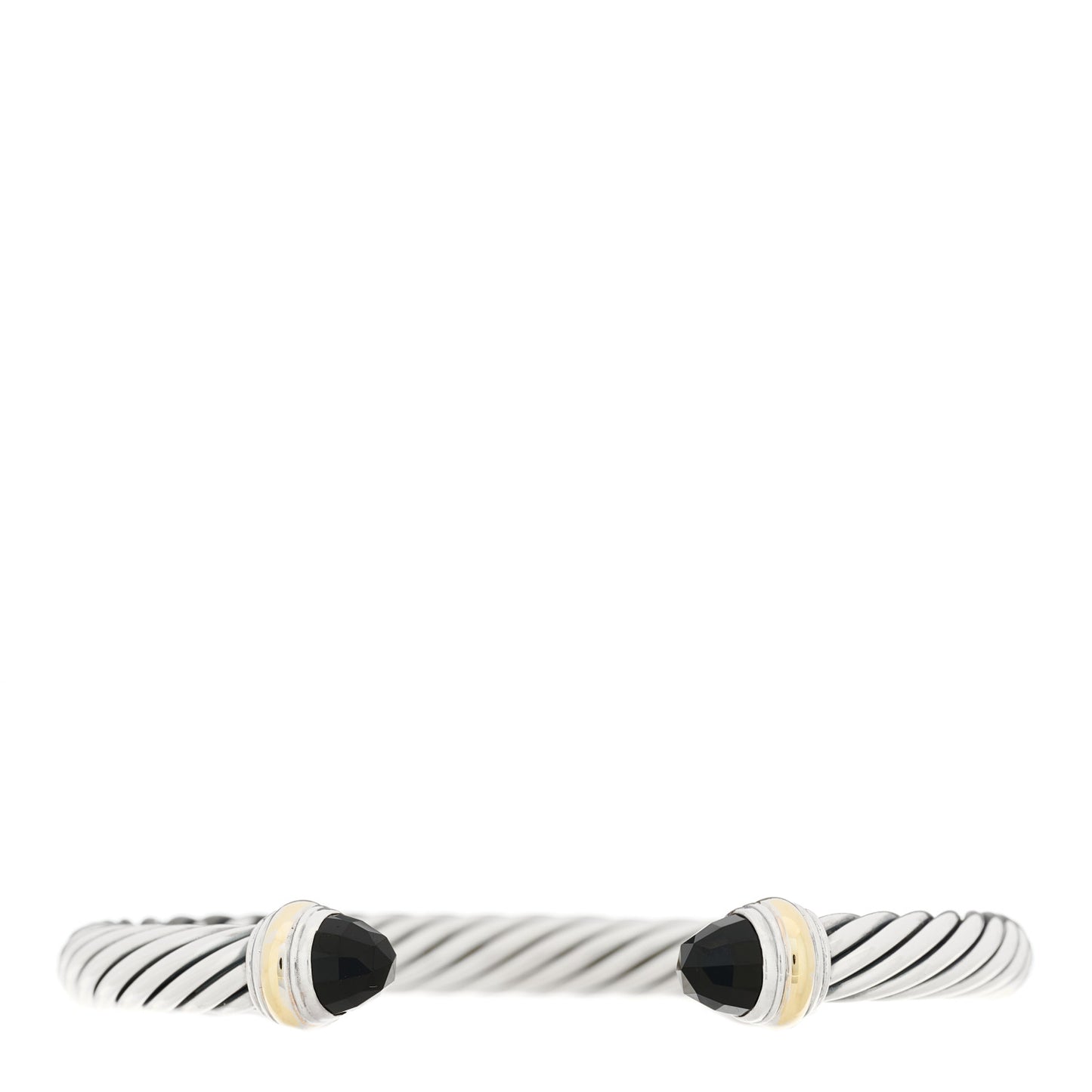 Sterling Silver 14K Yellow Gold Black Onyx 7mm Cable Classics Bracelet