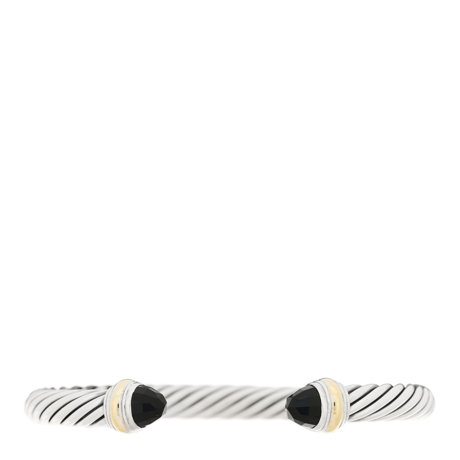 David Yurman Sterling Silver 14K Yellow Gold Black Onyx 7mm Cable Classics Bracelet 1 of 3