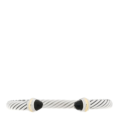 David Yurman Sterling Silver 14K Yellow Gold Black Onyx 7mm Cable Classics Bracelet 1 of 3
