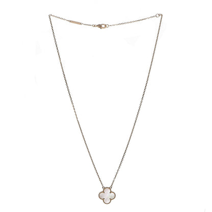Van Cleef & Arpels 18K Yellow Gold Mother of Pearl Vintage Alhambra Pendant Necklace 3 of 8