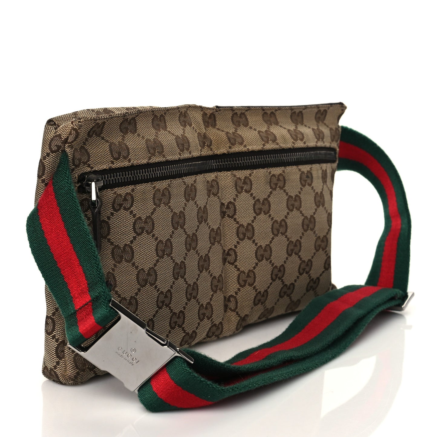 GG Monogram Double Pocket Belt Bag Dark Brown