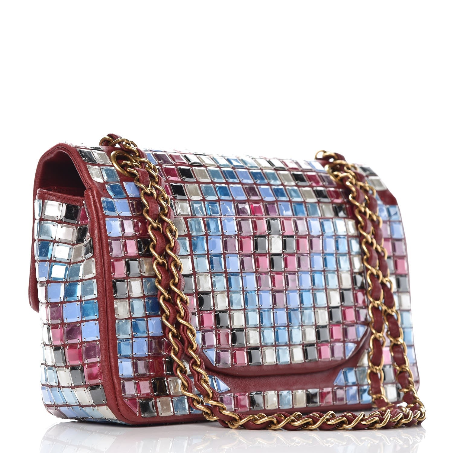 Chanel Lambskin Mosaic Medium Flap Red Multicolor 3 of 9