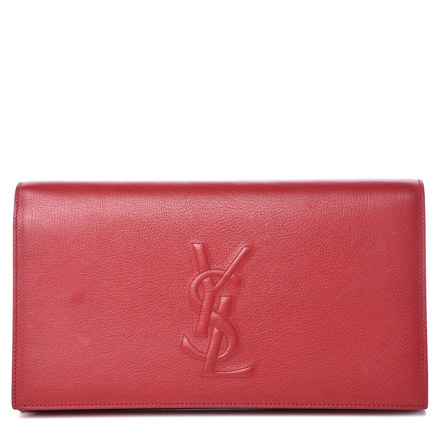 Saint Laurent Calfskin Monogram Large Belle De Jour Clutch Red 1 of 11