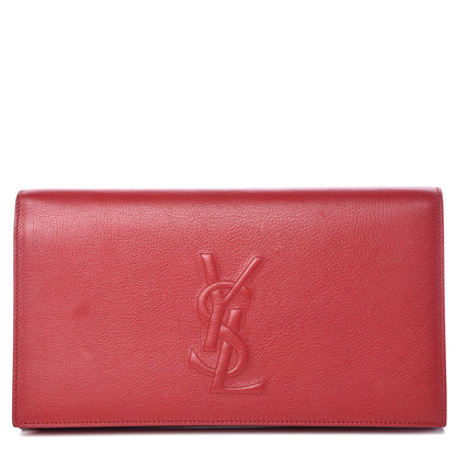 Saint Laurent Calfskin Monogram Large Belle De Jour Clutch Red 1 of 11