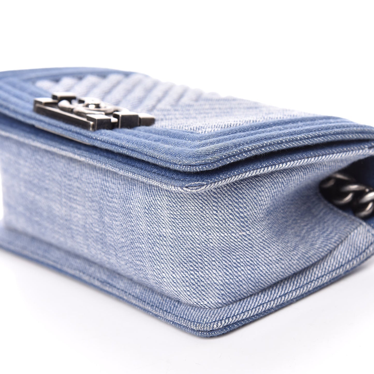 Denim Chevron Small Boy Flap Light Blue