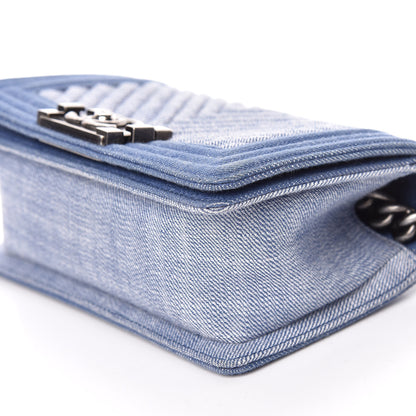 Chanel Denim Chevron Small Boy Flap Light Blue 7 of 12
