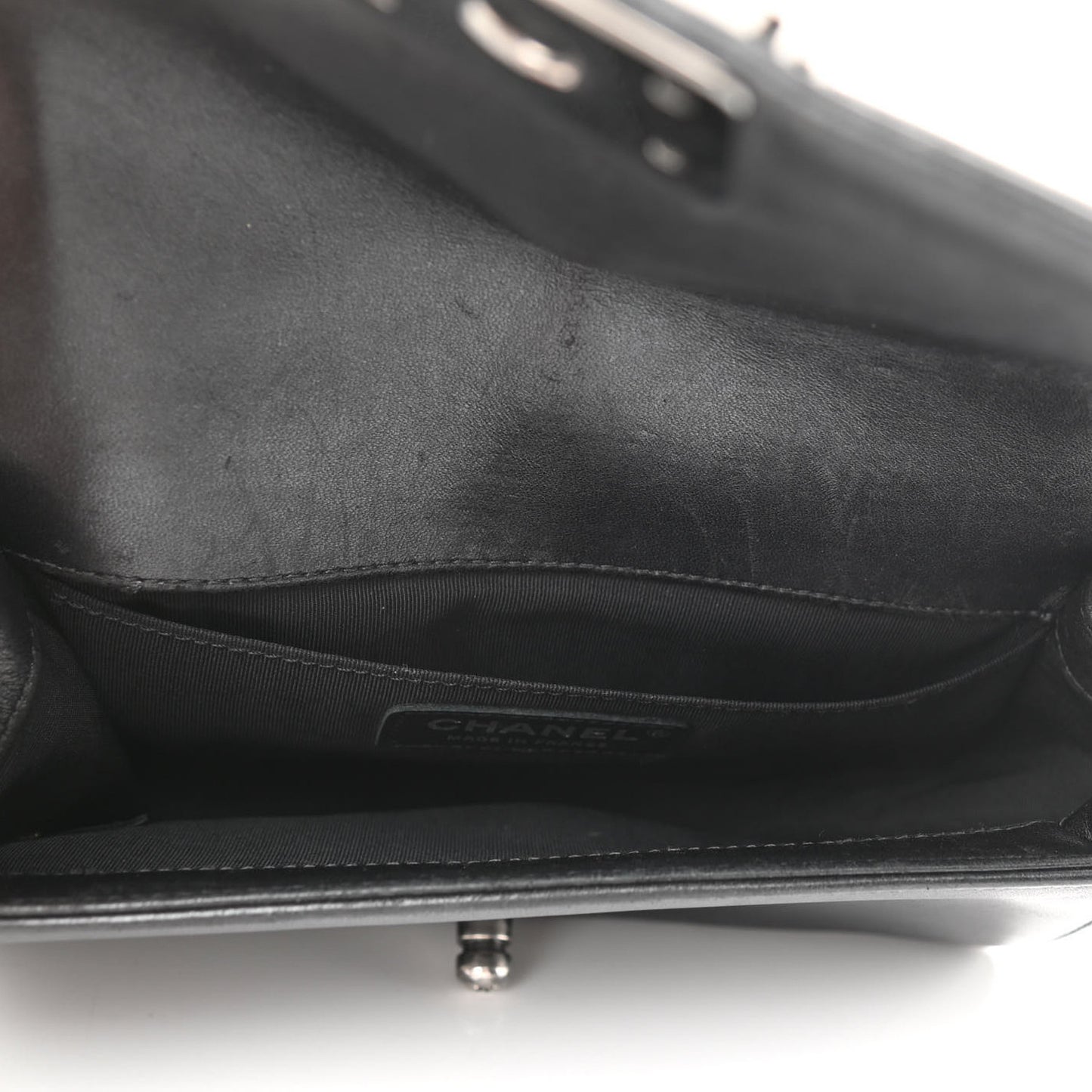 Lambskin Glass Pearl Embroidered Small Boy Flap Black