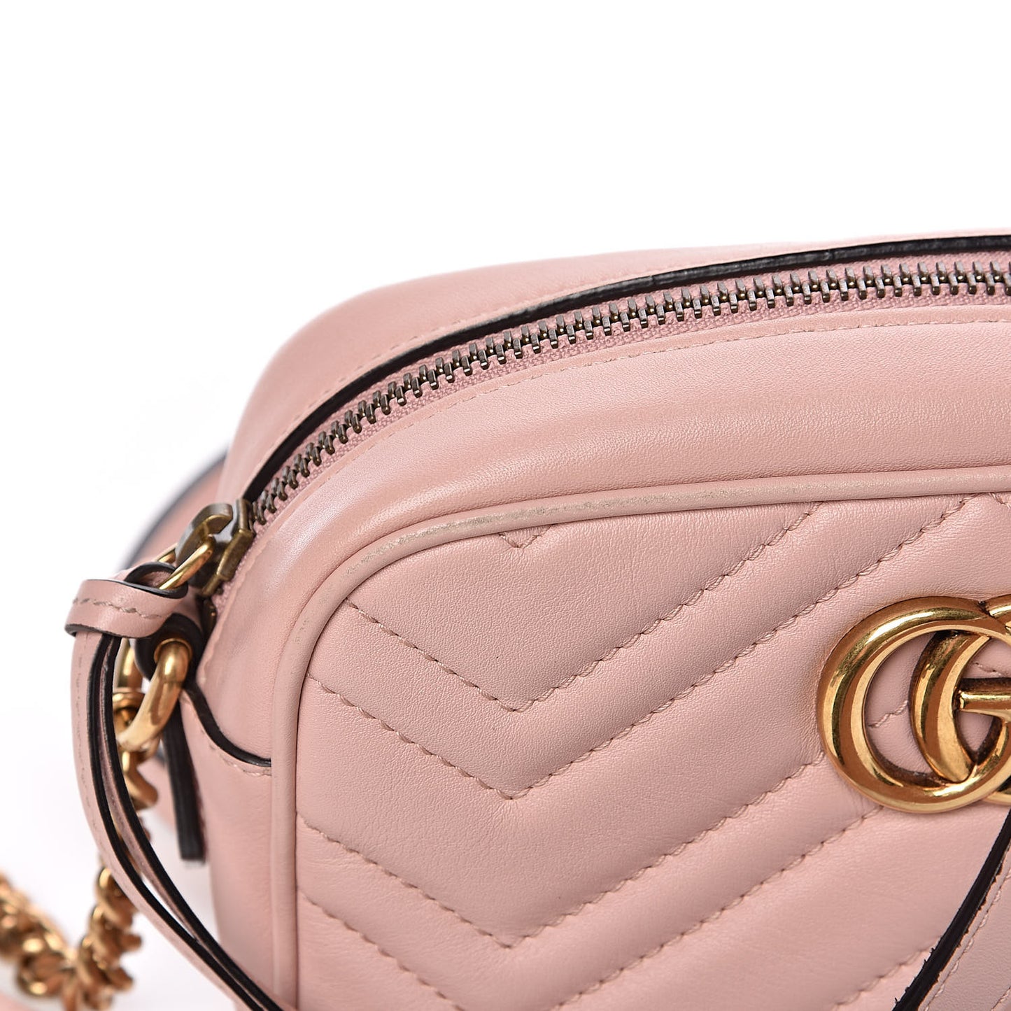 Calfskin Matelasse Mini GG Marmont Chain Shoulder Bag Perfect Pink