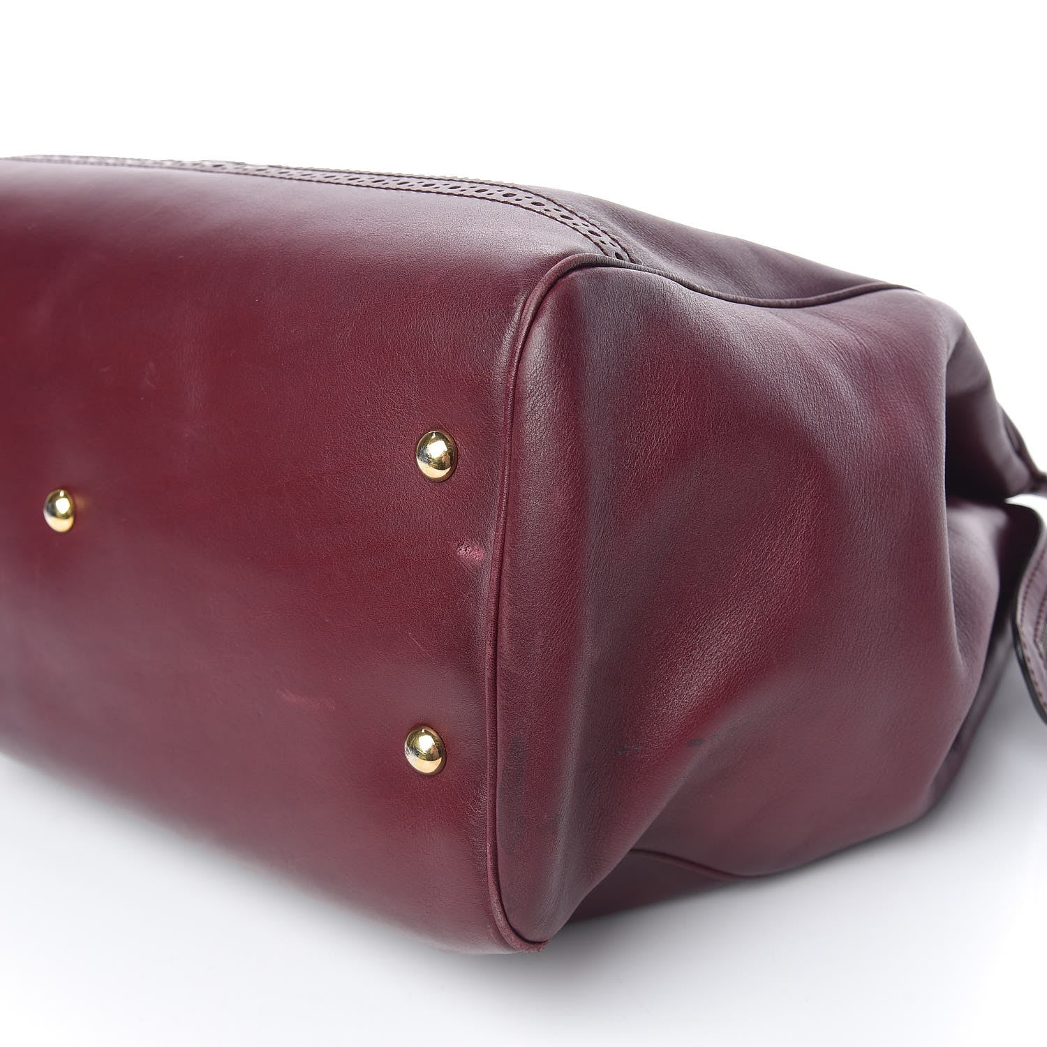 Gucci Calfskin Duilio Brogue Top Handle Bag Burgundy 10 of 22