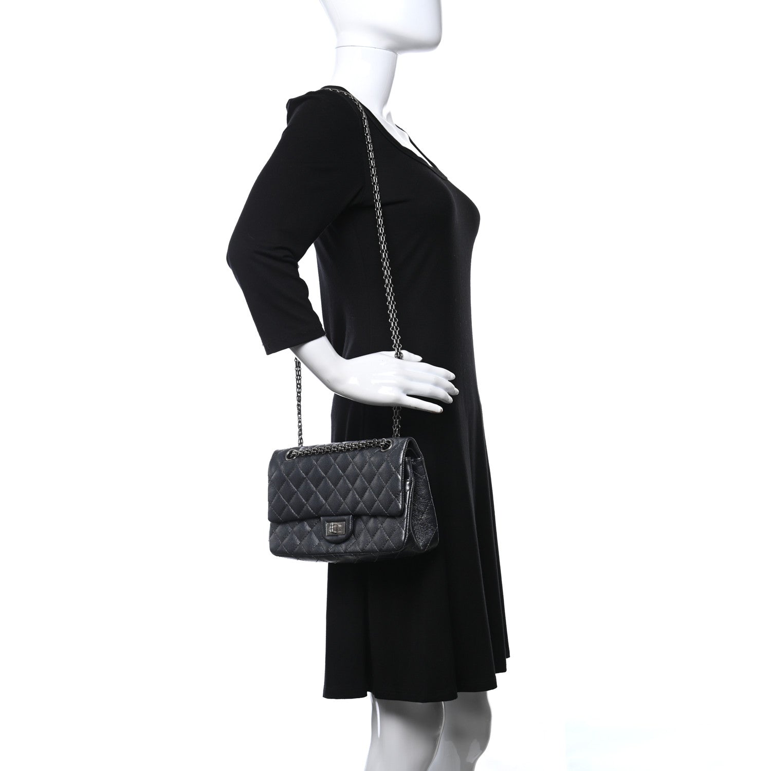 Chanel Metallic Sheepskin Quilted 2.55 Reissue 225 Flap Charcoal 3 of 15