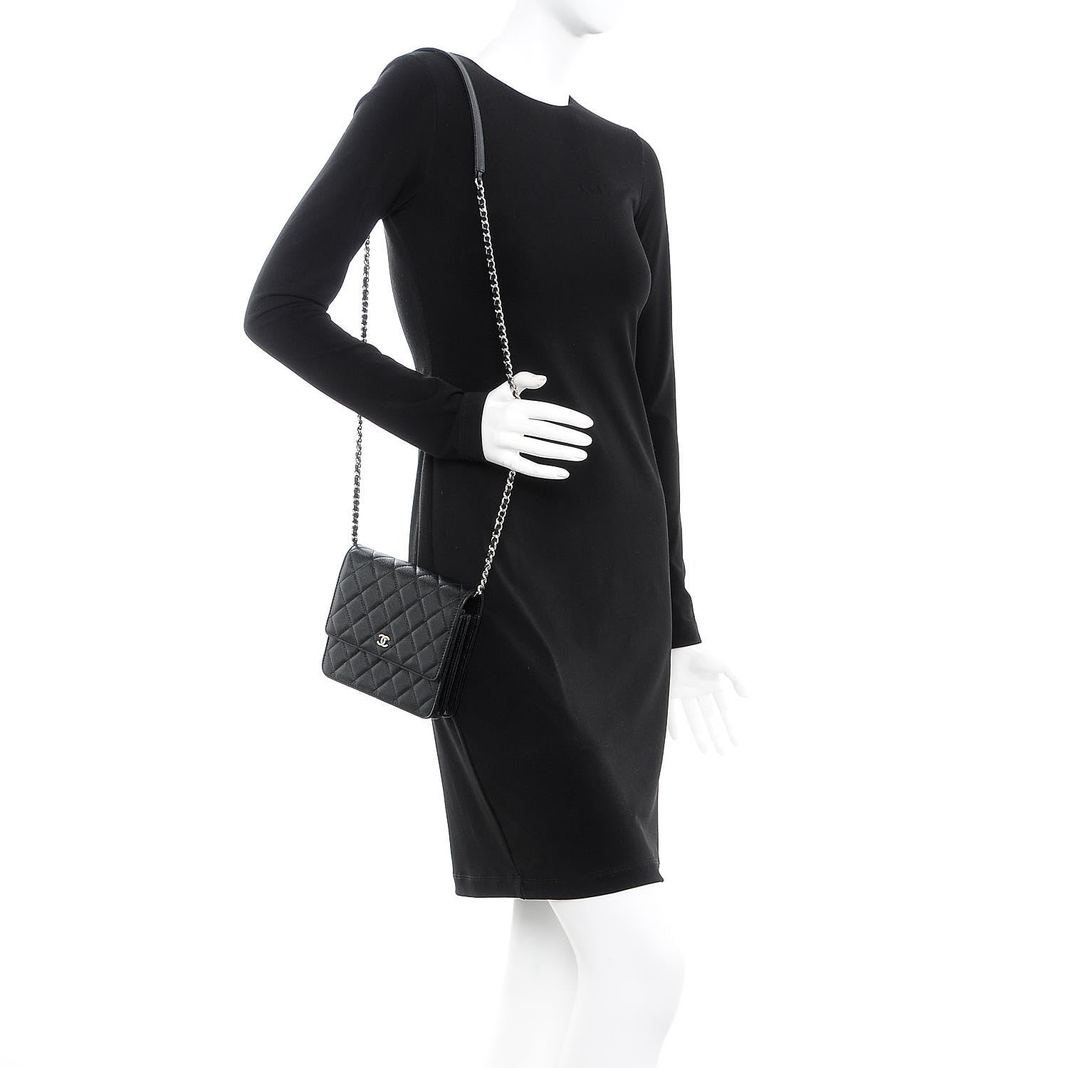 Chanel Caviar Quilted Square Wallet On Chain WOC Black 3 of 17