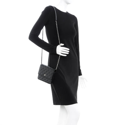 Chanel Caviar Quilted Square Wallet On Chain WOC Black 3 of 17