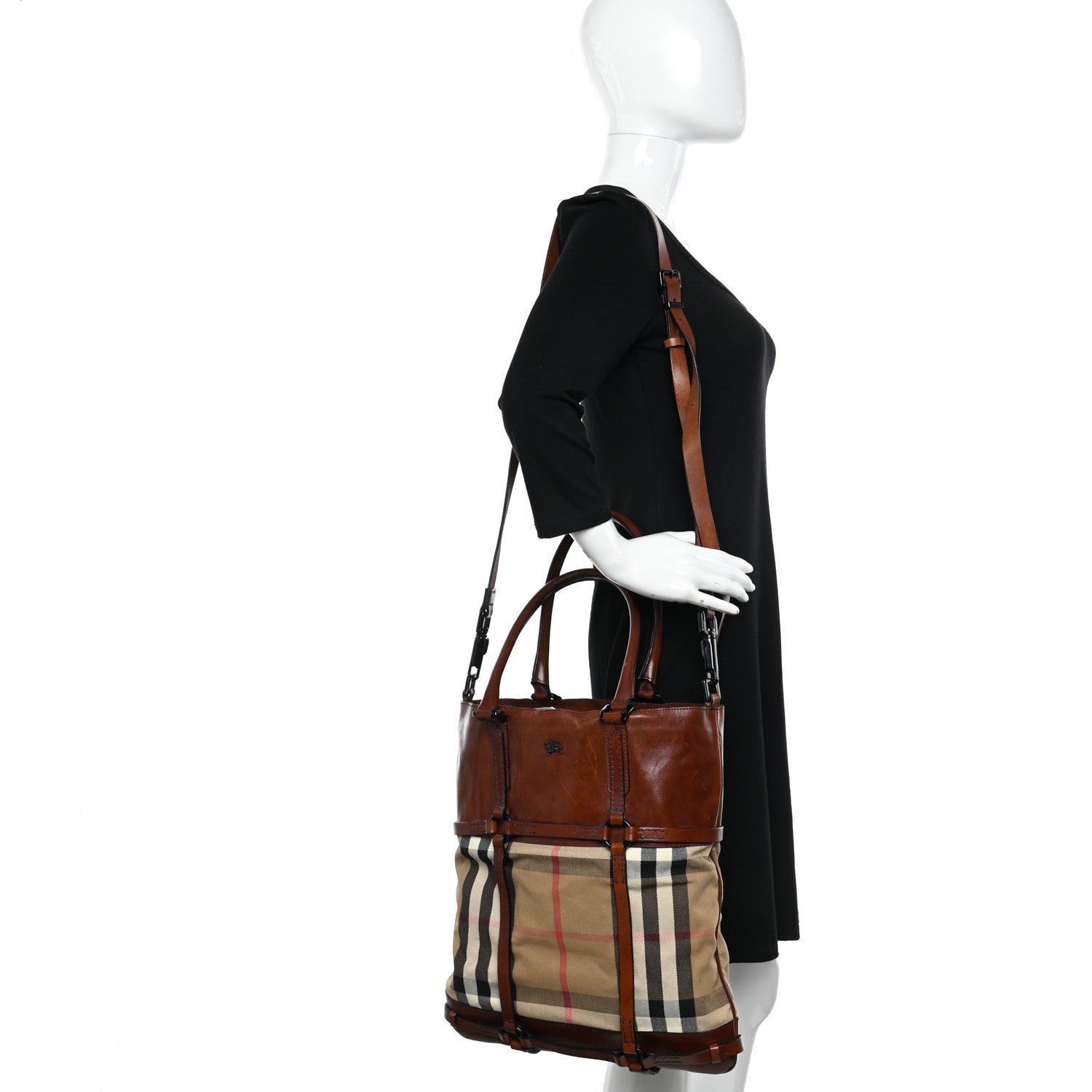 Burberry House Check Bridle Calfskin Tote Tan 2 of 22